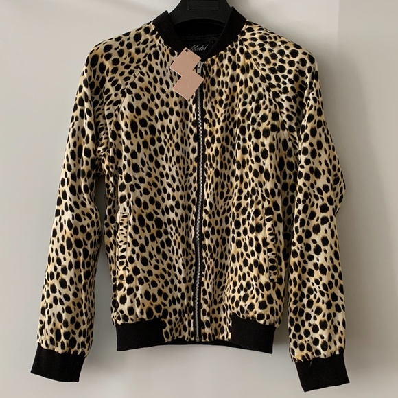 Nasty Gal Motel Animal Print Bomber Jacket XS - Picture 3 of 5